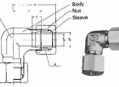 734071 UNION ELBOW FLARELESS BRASS, 4MMXPF1/8